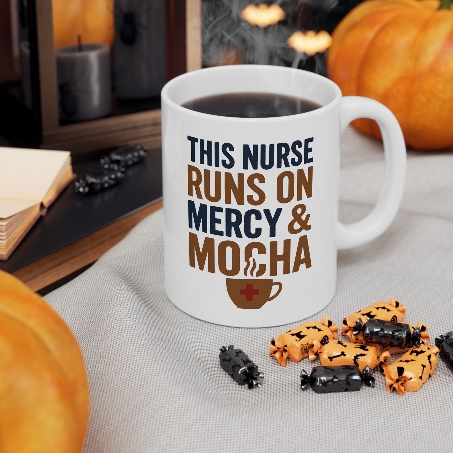 This Nurse Runs on Mercy & Mocha Mug | Christian Nurse Gift