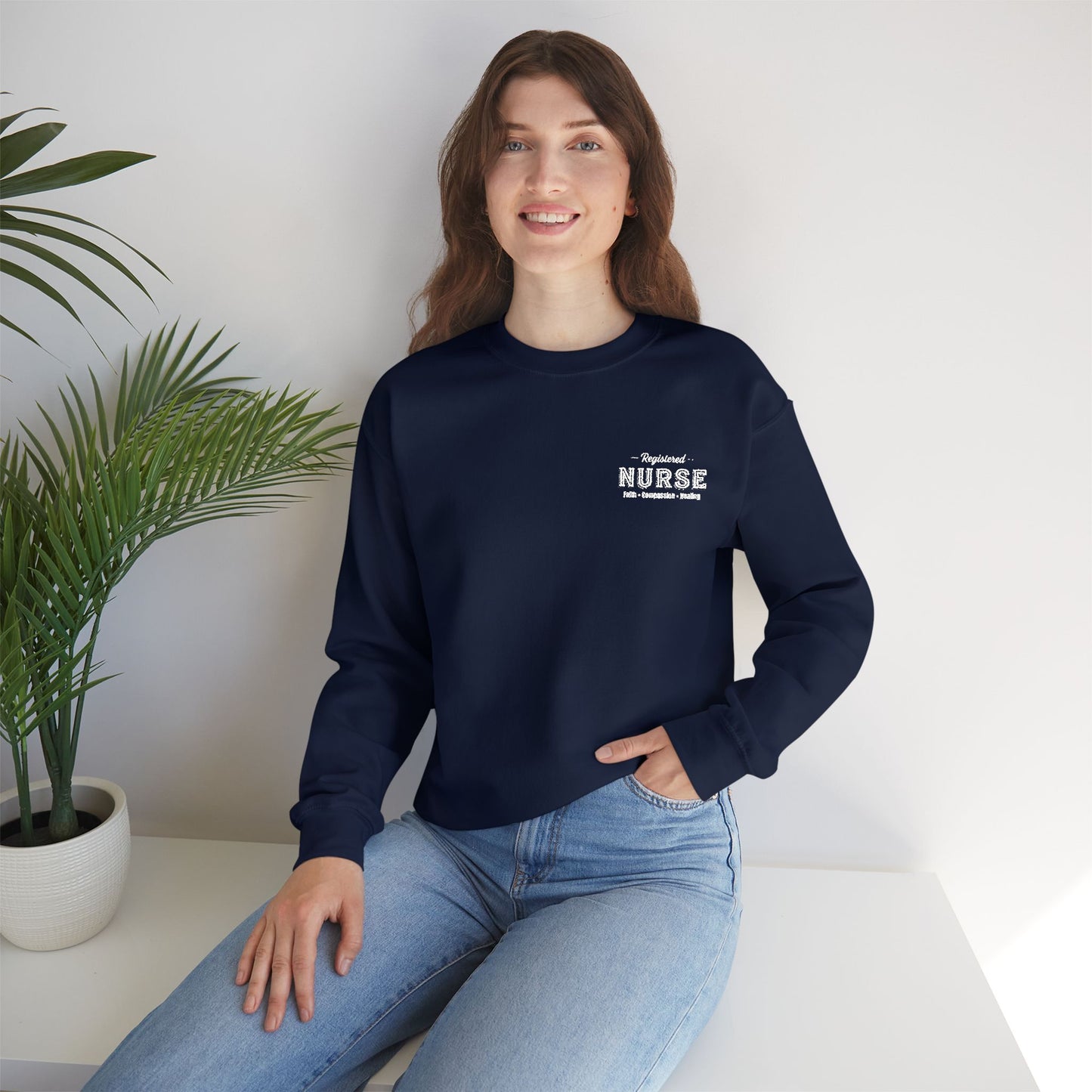 Registered Nurse - Faith • Compassion • Healing - Crewneck Sweatshirt - Embroiderer