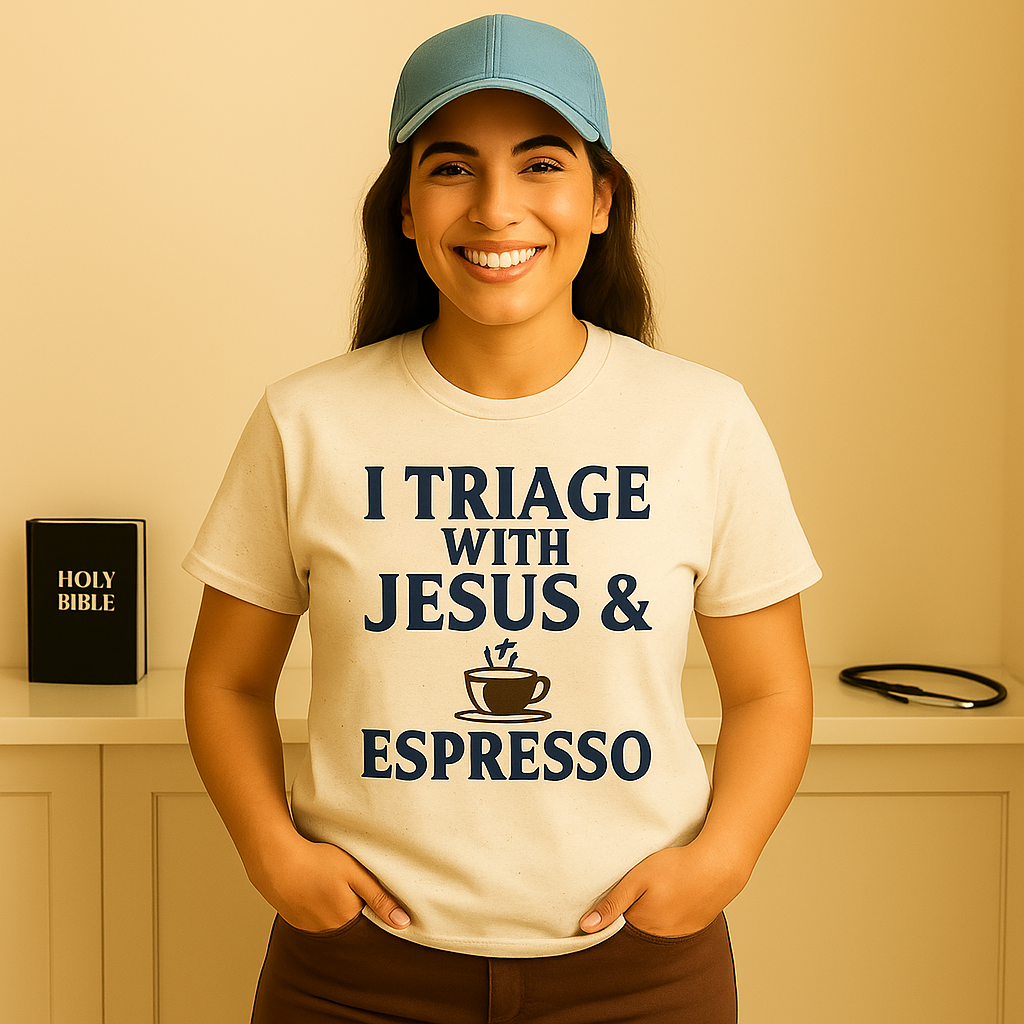 Espresso & Jesus Nurse T-Shirt – Faith-Based Apparel for Christian Nurses