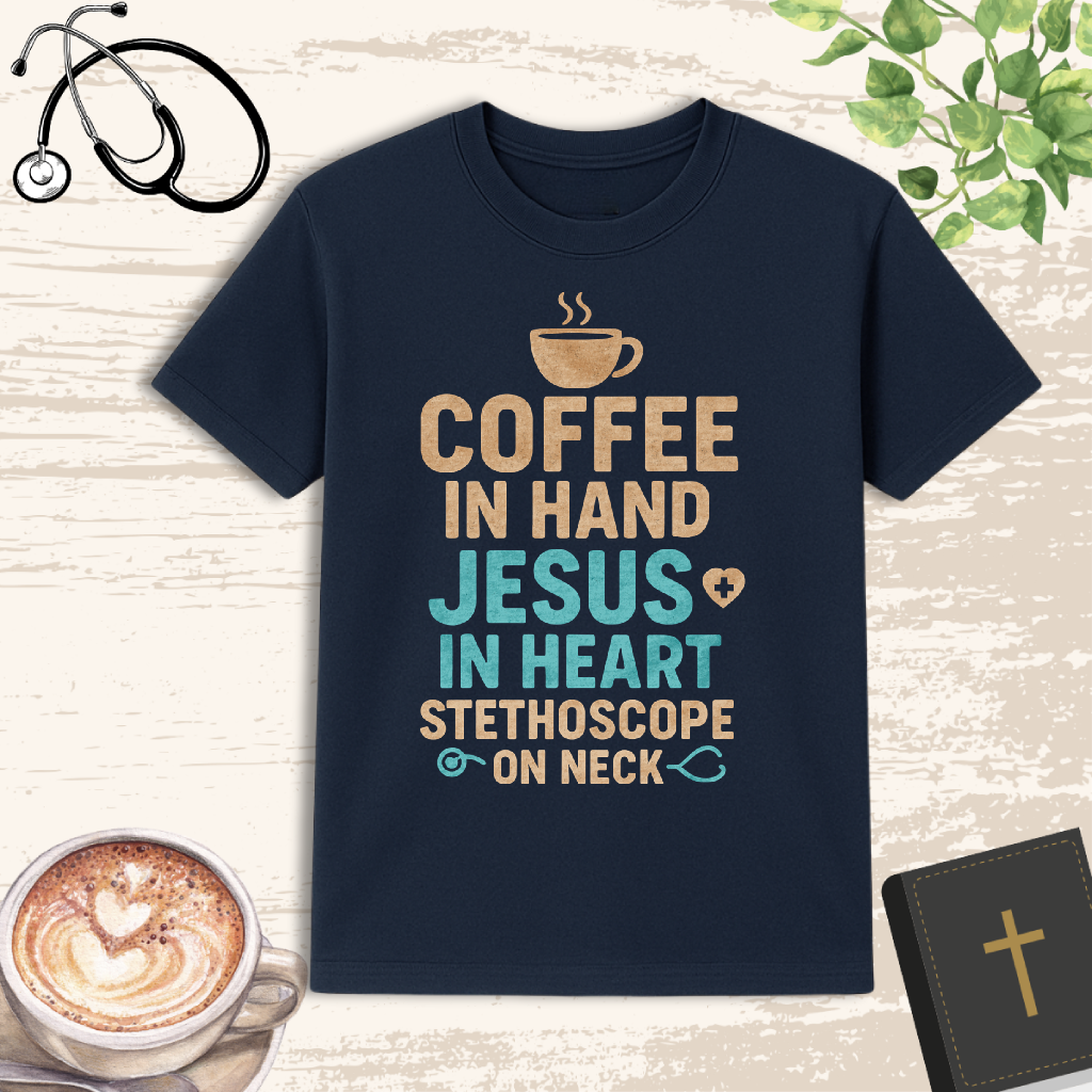 π Coffee And Jesus T-Shirt | Faith-Based Nurse Tee