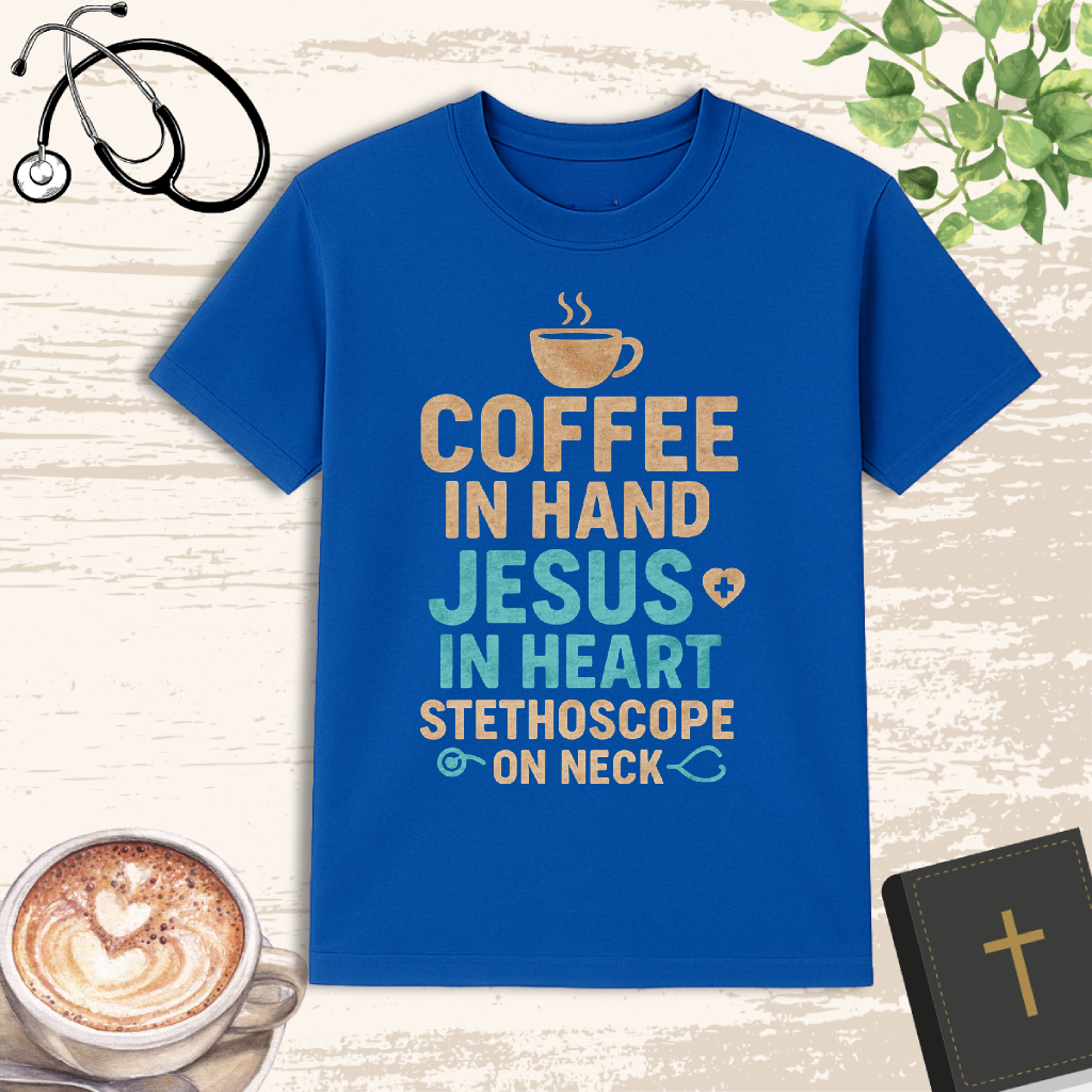 π Coffee And Jesus T-Shirt | Faith-Based Nurse Tee