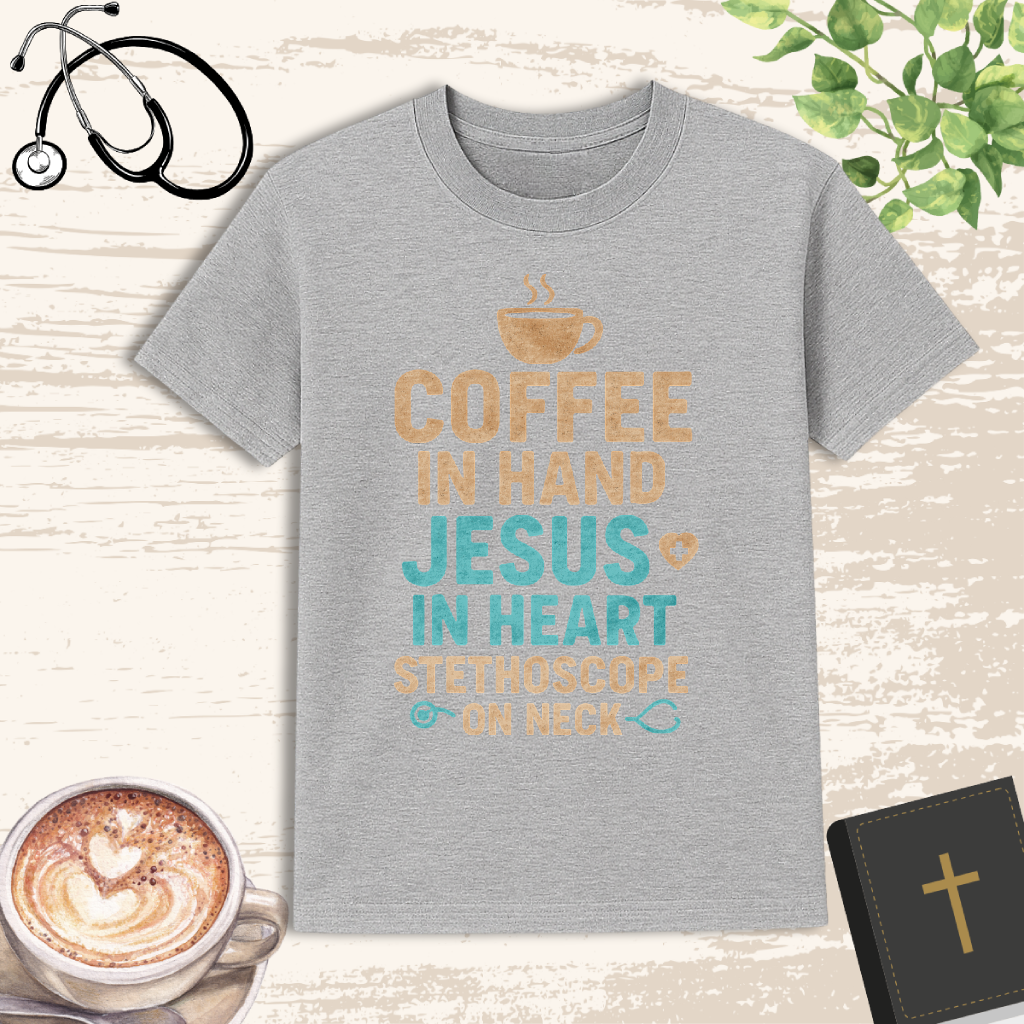 π Coffee And Jesus T-Shirt | Faith-Based Nurse Tee