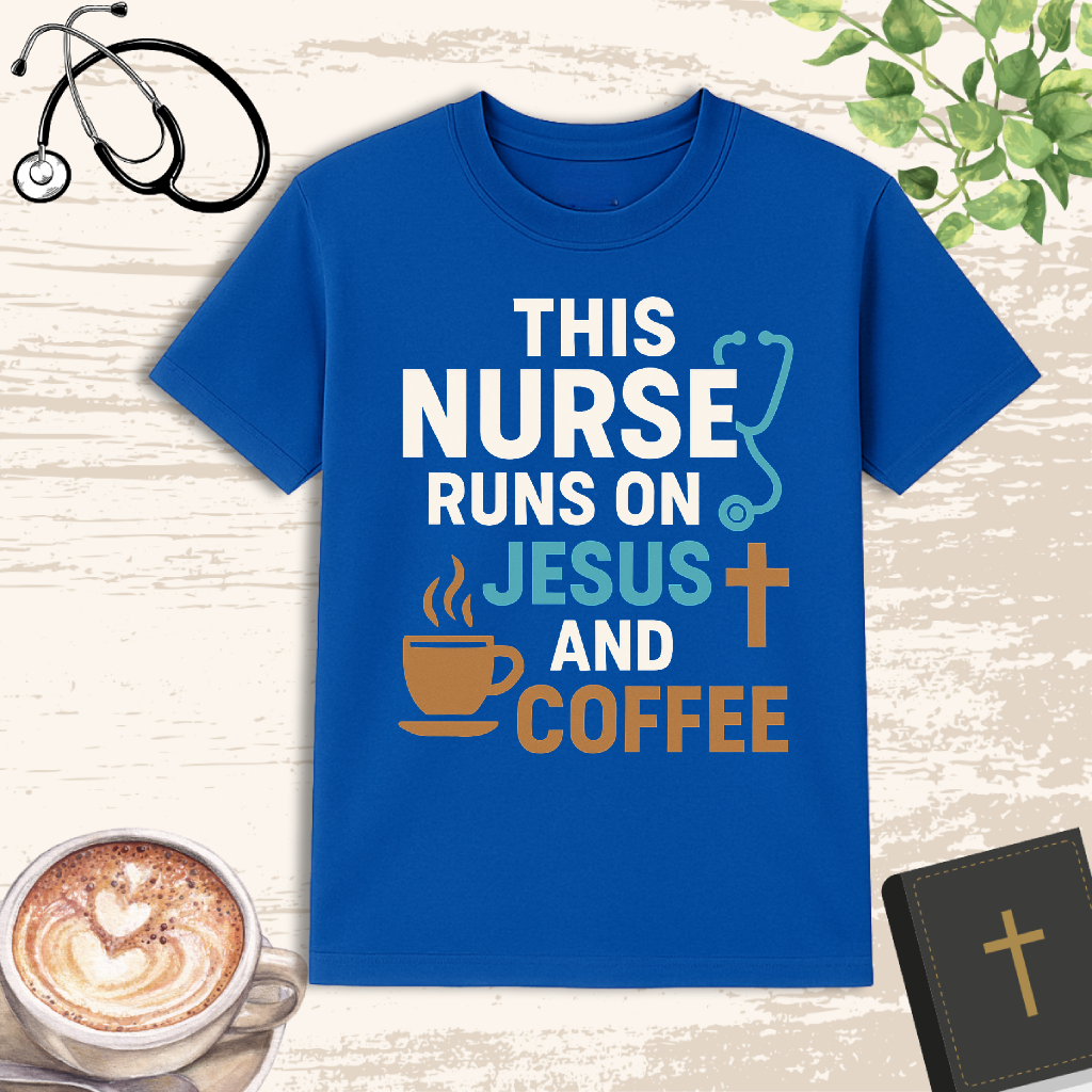 π Fueled by Jesus & Coffee | Christian Nurse T-Shirt