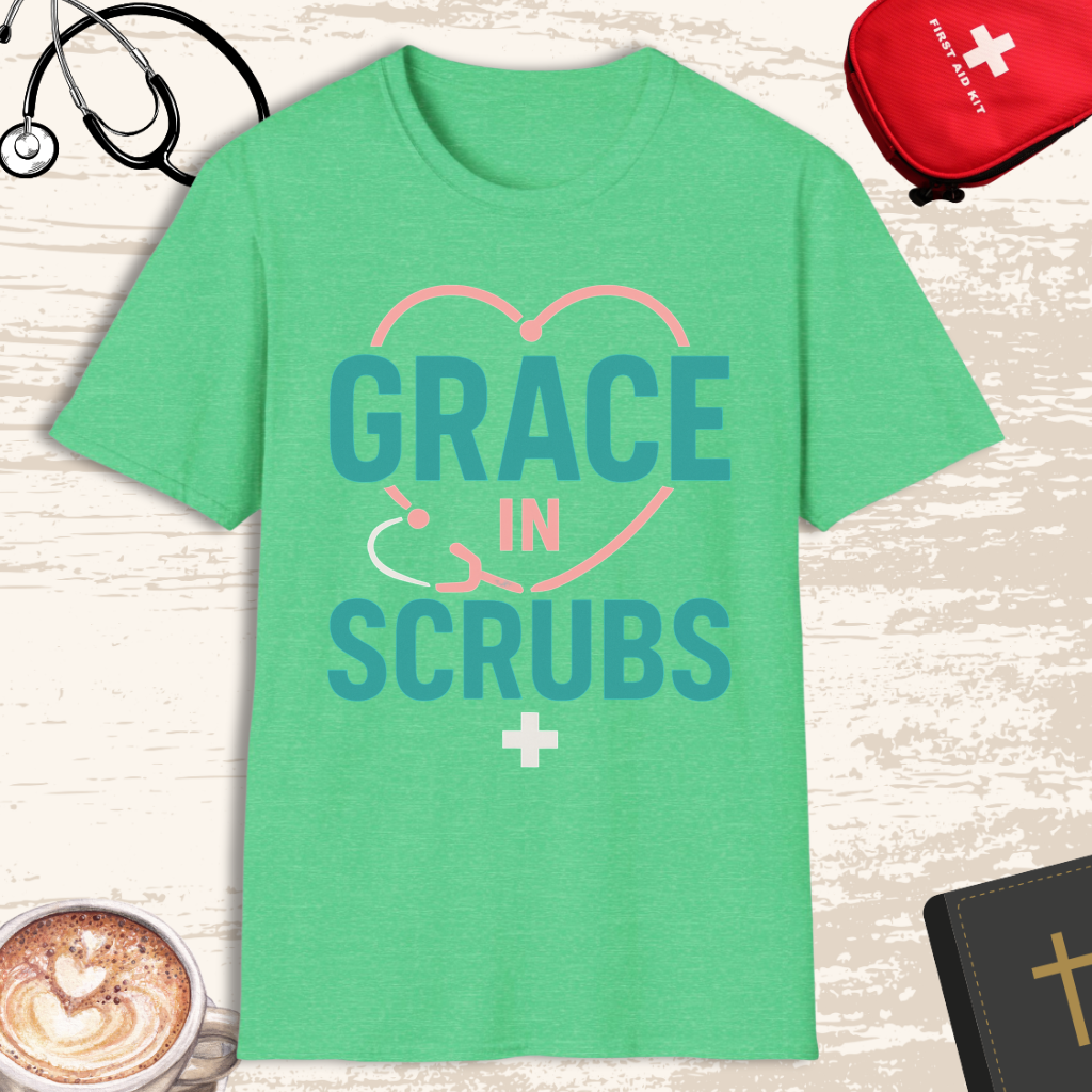 Grace in Scrubs T-Shirt | Christian Nurse Apparel
