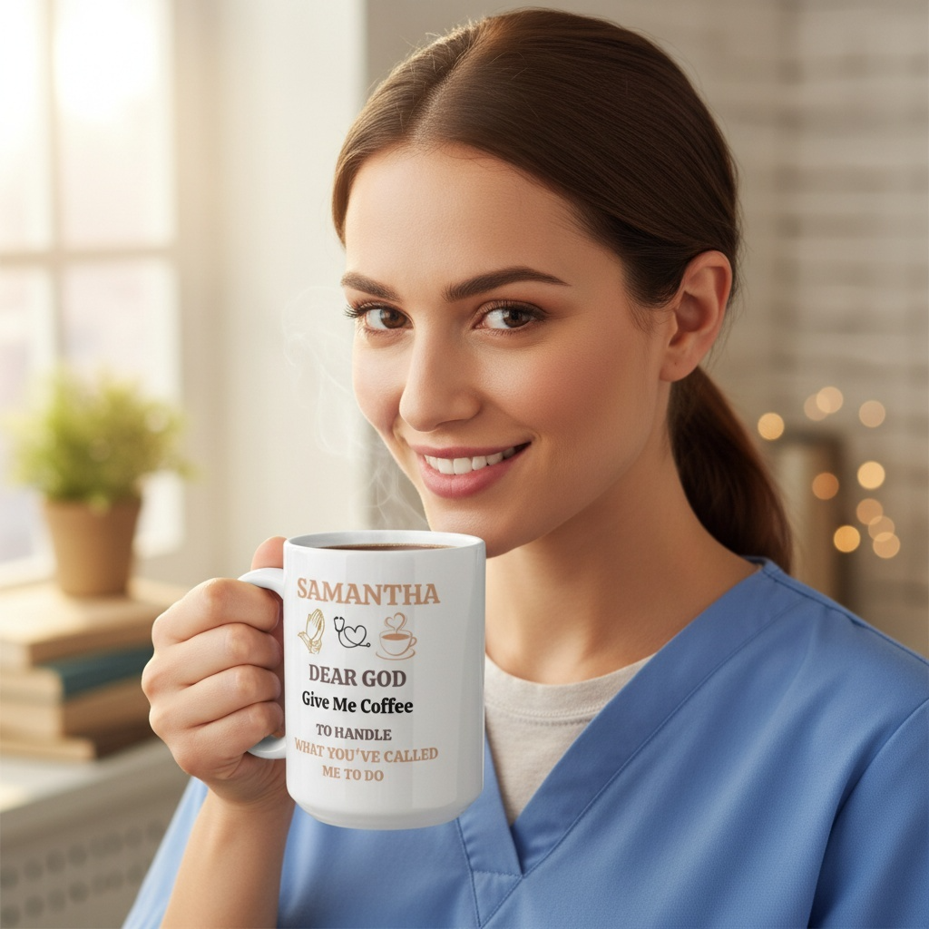 Personalized Ceramic Mug, (11oz, 15oz) - Gift For Nurse