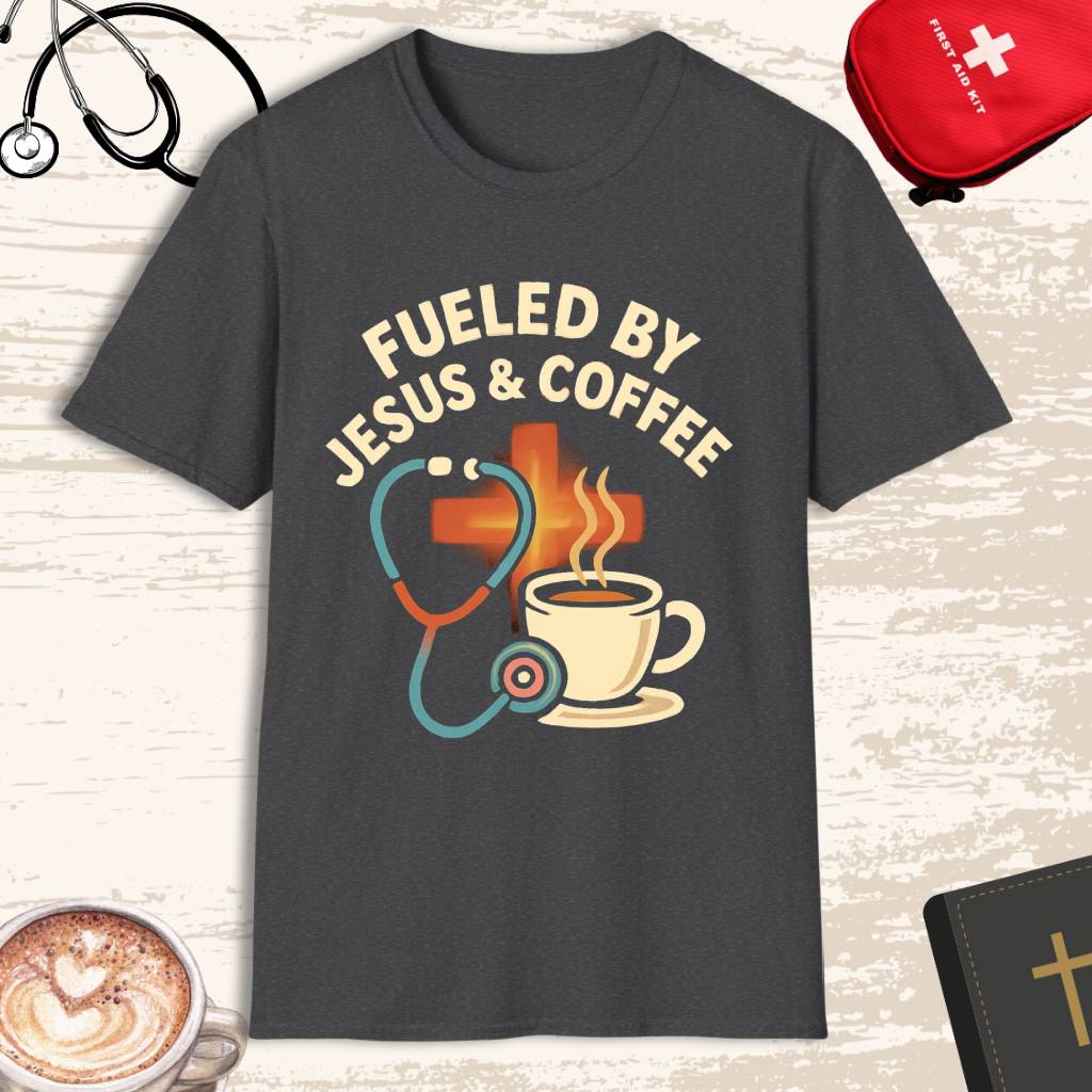 Fueled by Jesus & Coffee | Christian Nurse T-Shirt