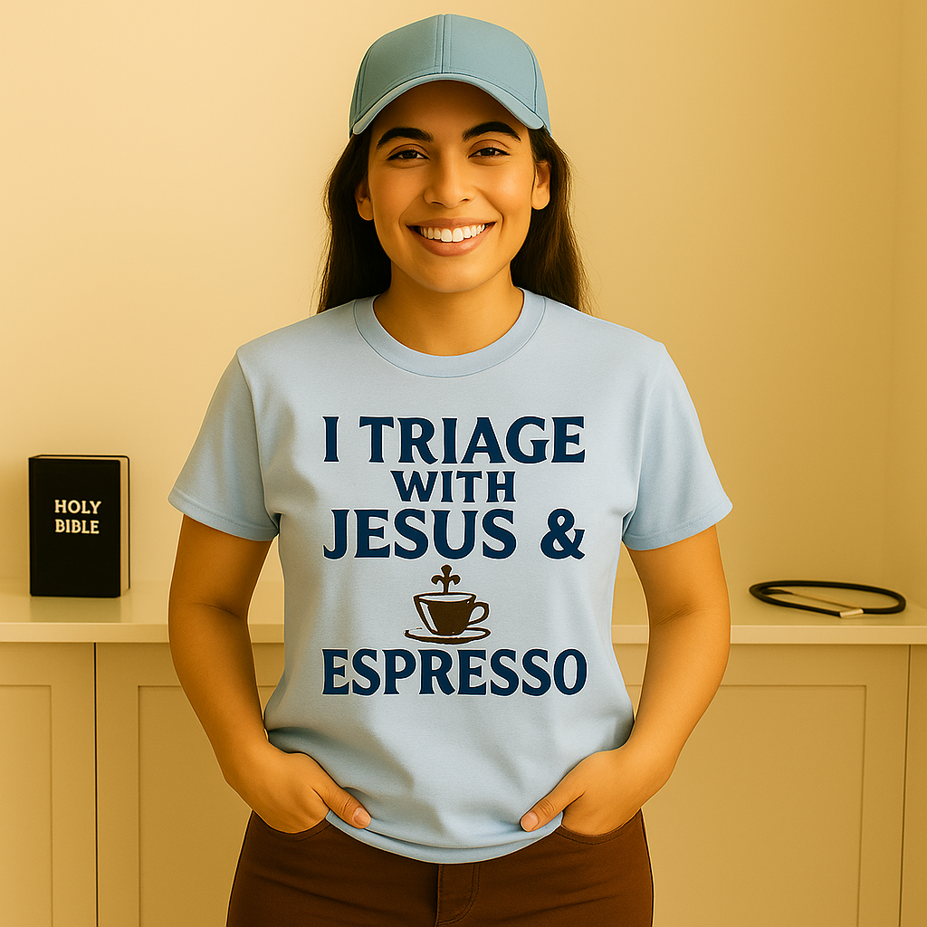 Espresso & Jesus Nurse T-Shirt – Faith-Based Apparel for Christian Nurses