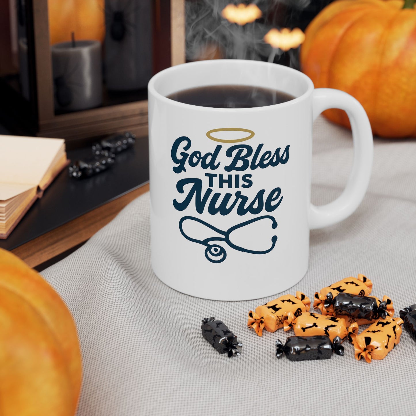 God Bless This Nurse Mug – Faith-Filled Ceramic Coffee Cup for Nurses