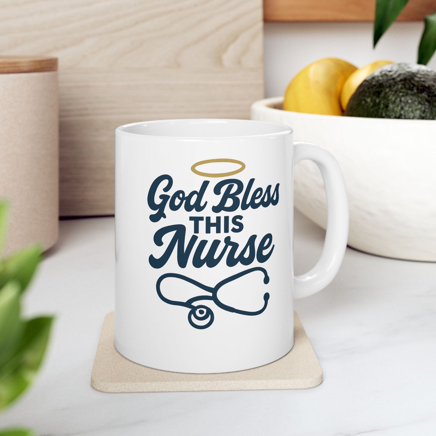 God Bless This Nurse Mug – Faith-Filled Ceramic Coffee Cup for Nurses
