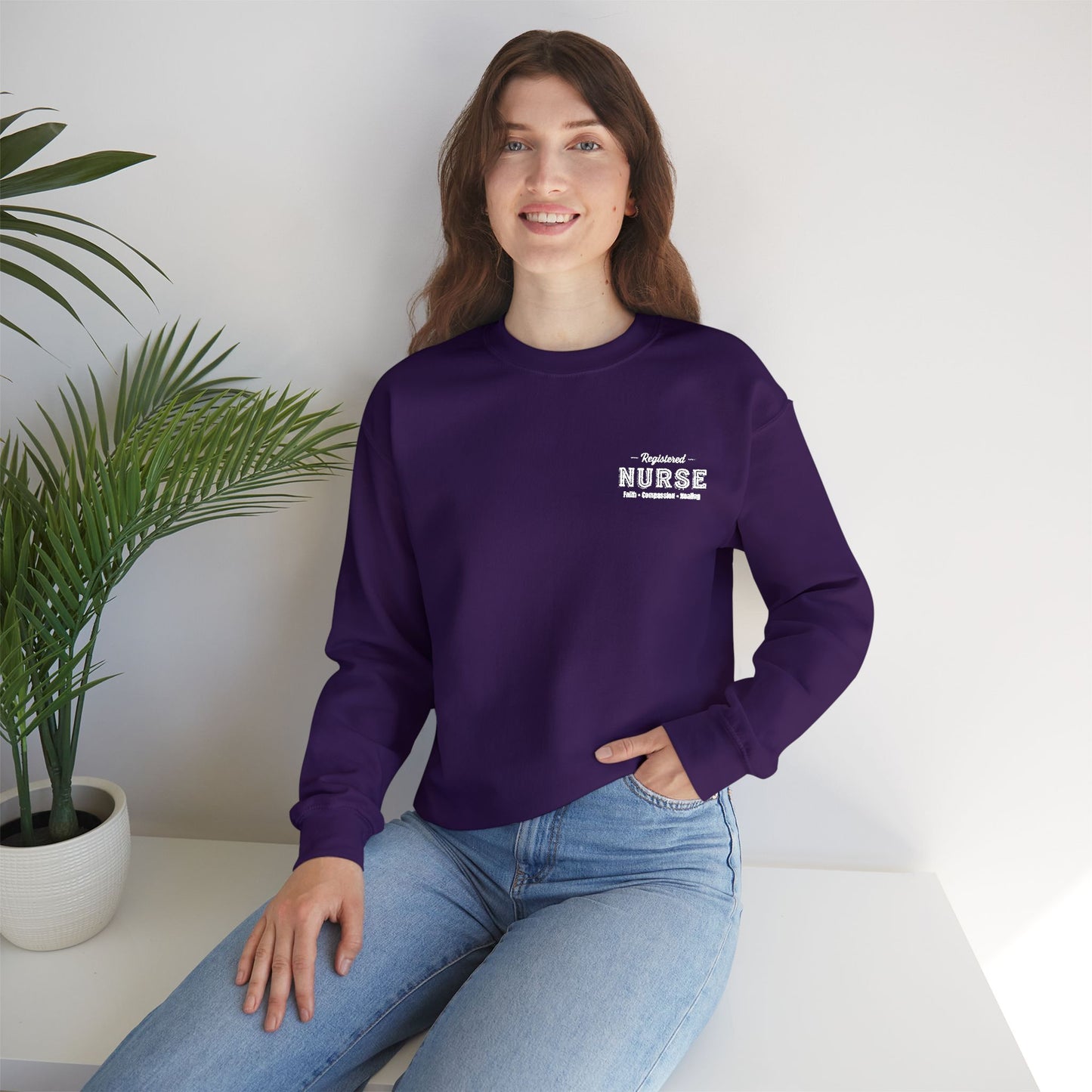 Registered Nurse - Faith • Compassion • Healing - Crewneck Sweatshirt - Embroiderer