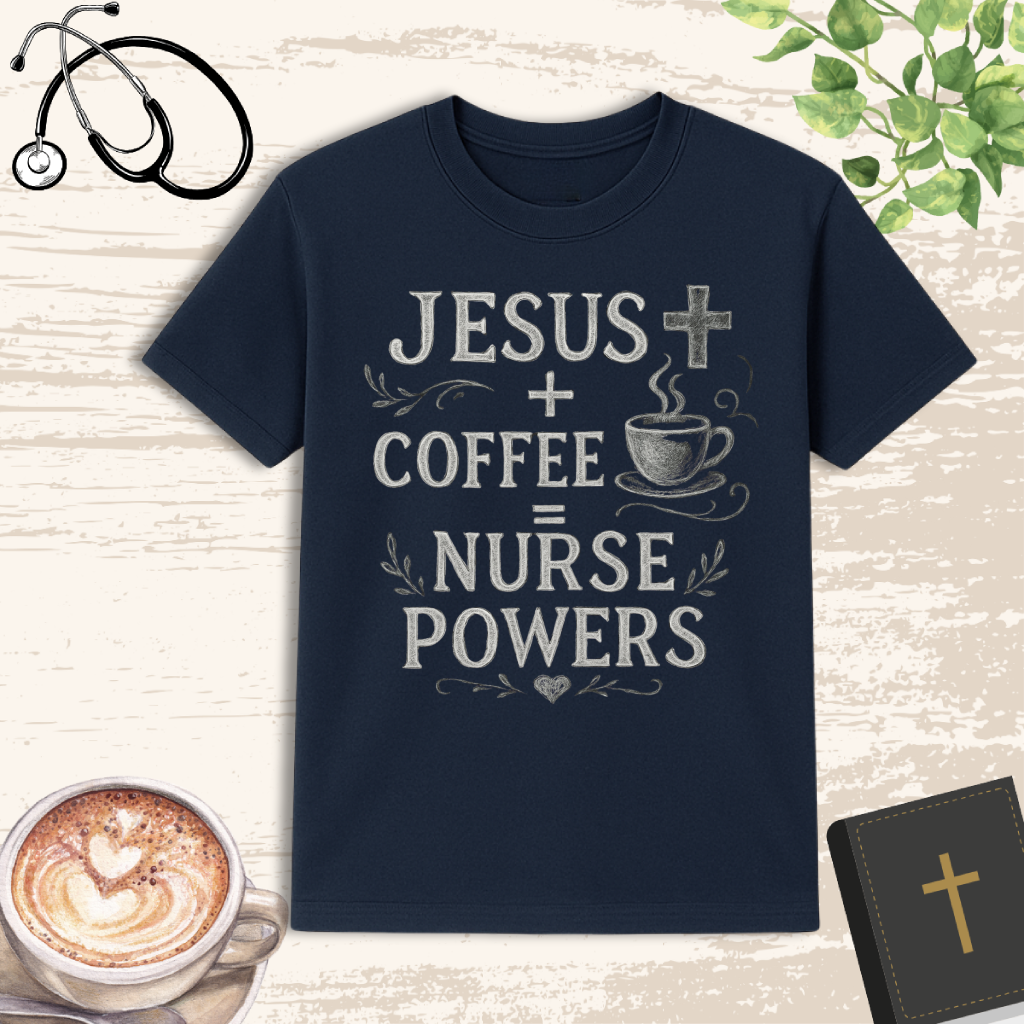 Jesus & Coffee = Nurse Powers T-Shirt – Christian Nurse Life Tee