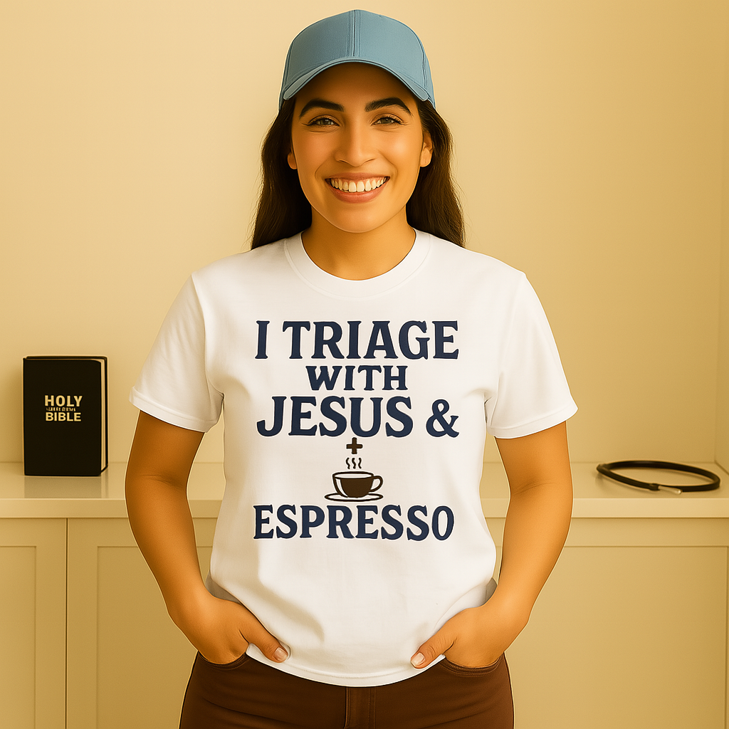 Espresso & Jesus Nurse T-Shirt – Faith-Based Apparel for Christian Nurses