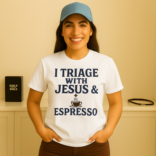 Espresso & Jesus Nurse T-Shirt – Faith-Based Apparel for Christian Nurses