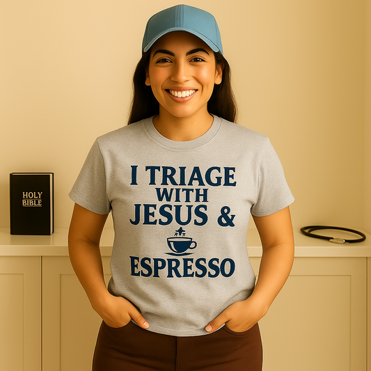 Espresso & Jesus Nurse T-Shirt – Faith-Based Apparel for Christian Nurses