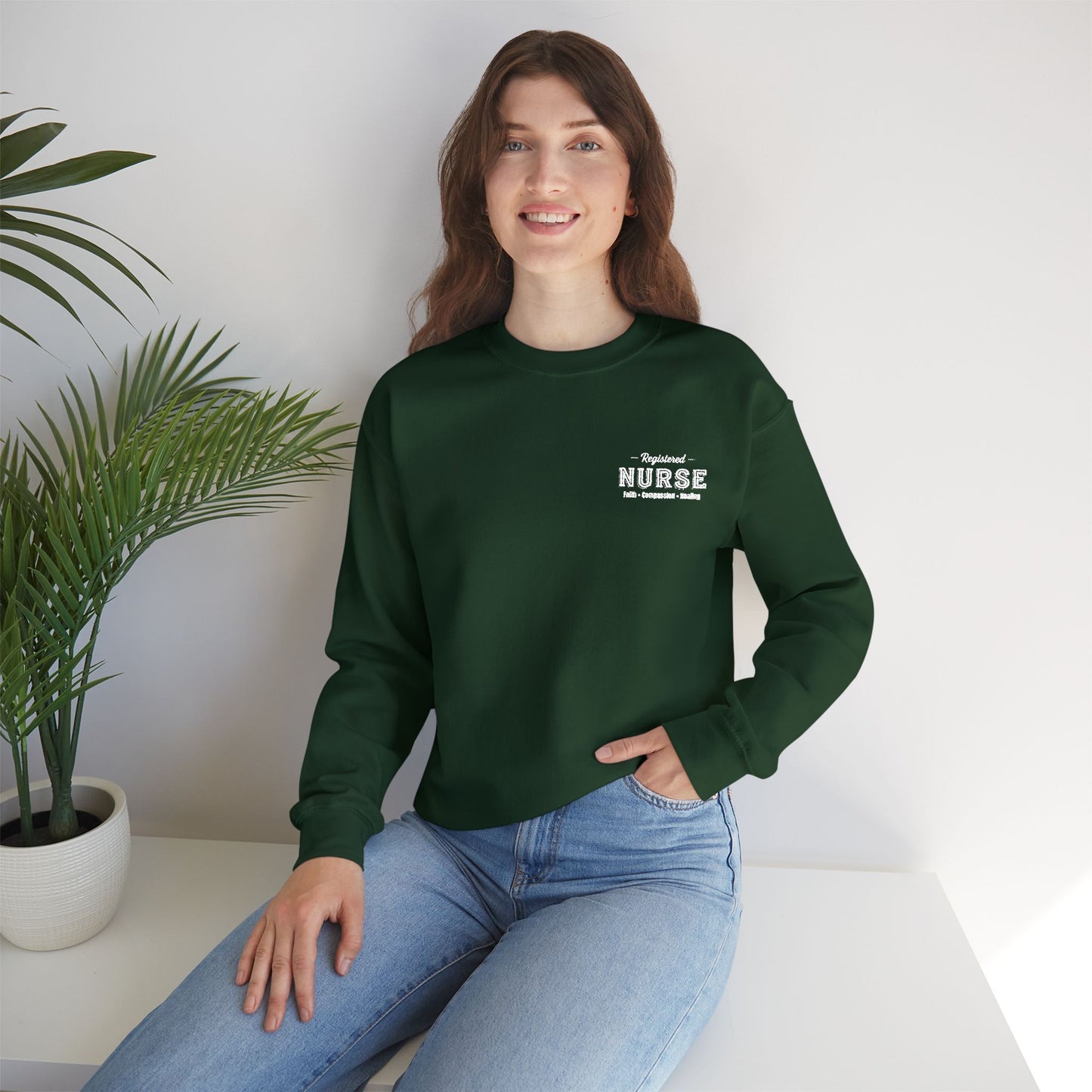 Registered Nurse - Faith • Compassion • Healing - Crewneck Sweatshirt - Embroiderer