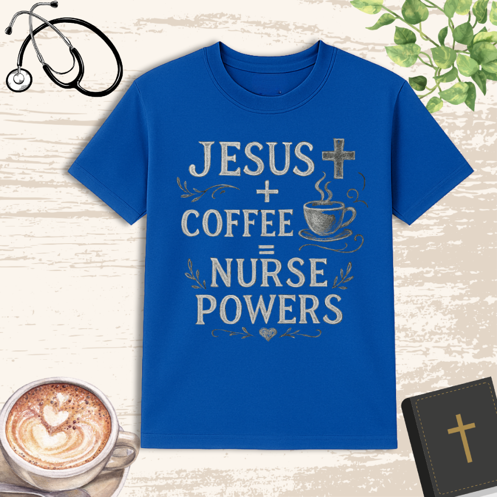 Jesus & Coffee = Nurse Powers T-Shirt – Christian Nurse Life Tee