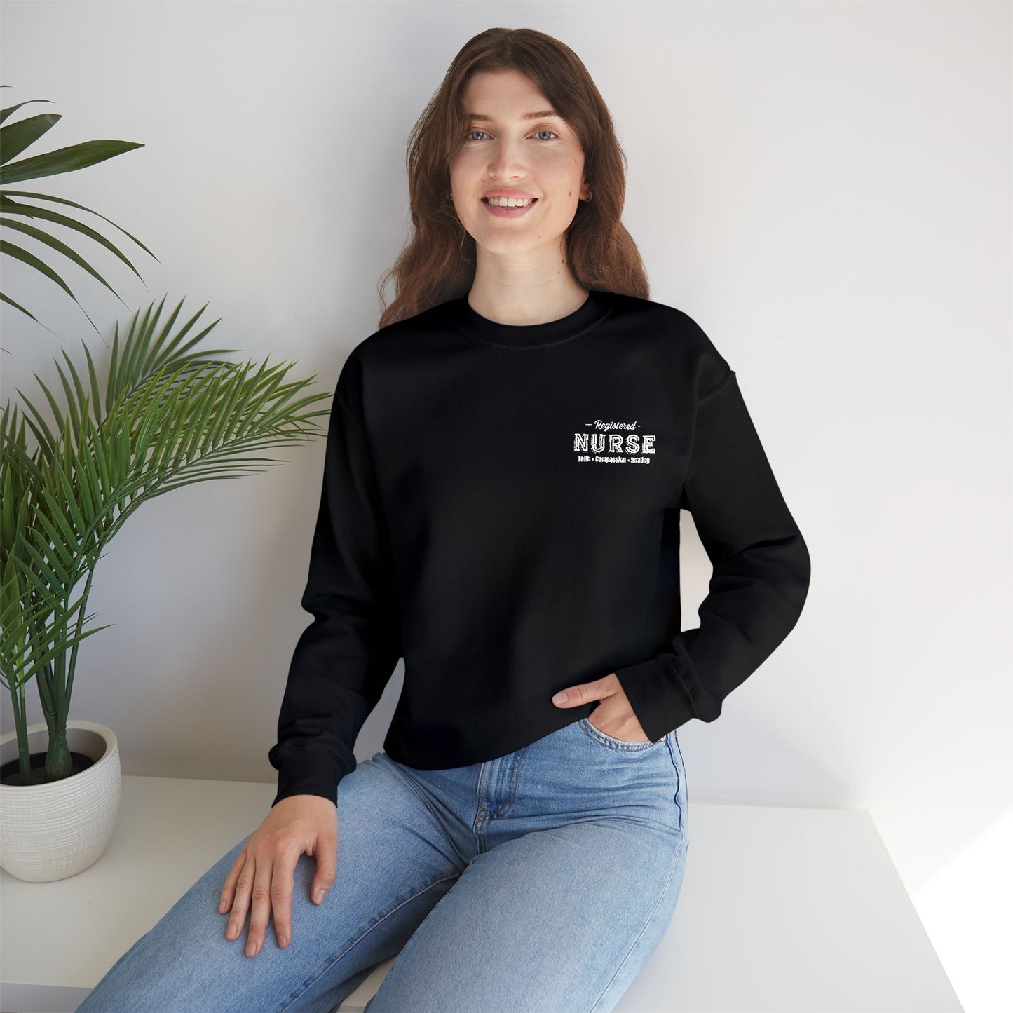 Registered Nurse - Faith • Compassion • Healing - Crewneck Sweatshirt - Embroiderer