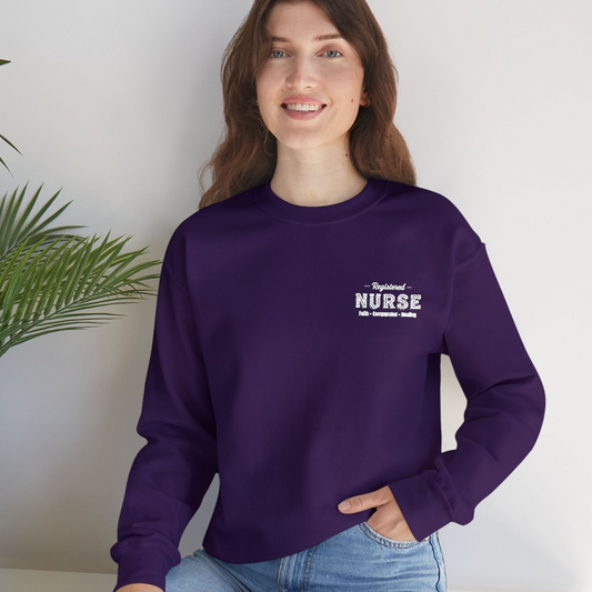 Registered Nurse - Faith • Compassion • Healing - Crewneck Sweatshirt - Embroiderer