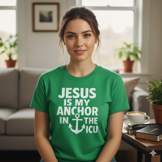 Jesus Is My Anchor Nurse T-Shirt – Inspirational Christian Apparel