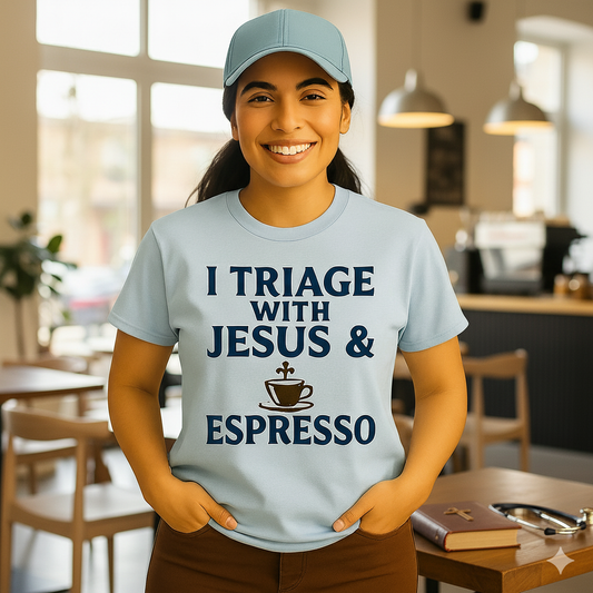 Espresso & Jesus Nurse T-Shirt – Faith-Based Apparel for Christian Nurses