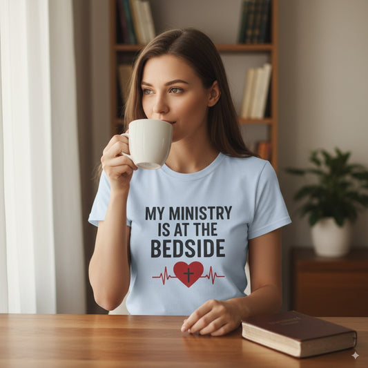 Christian Caregiver T-Shirt – “My Ministry Is at the Bedside” Unisex Tee
