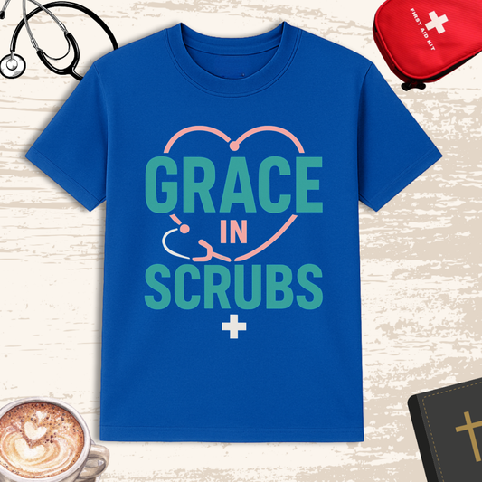 Grace in Scrubs T-Shirt | Christian Nurse Apparel