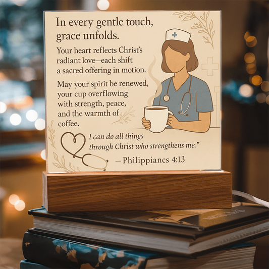 Gift For Christian Nurse Coffee Lover Plaque