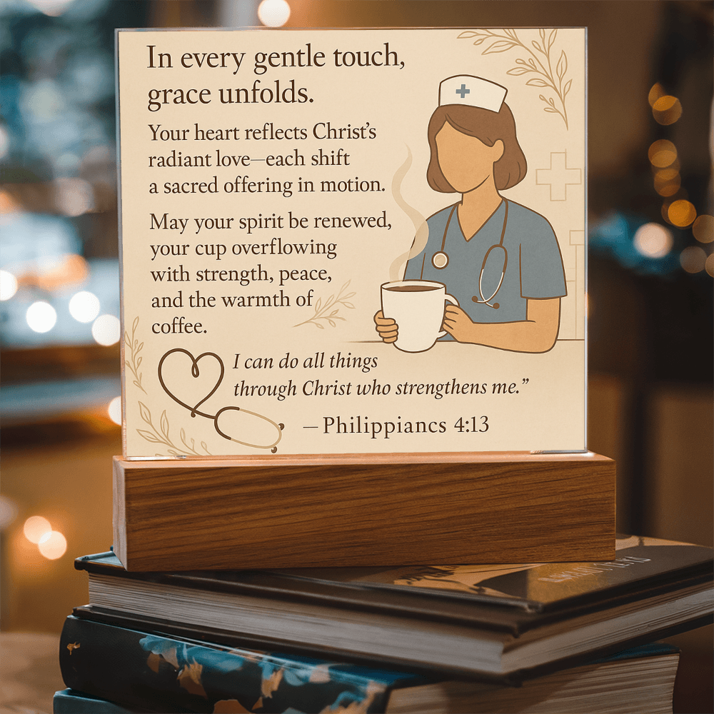 Gift For Christian Nurse Coffee Lover Plaque